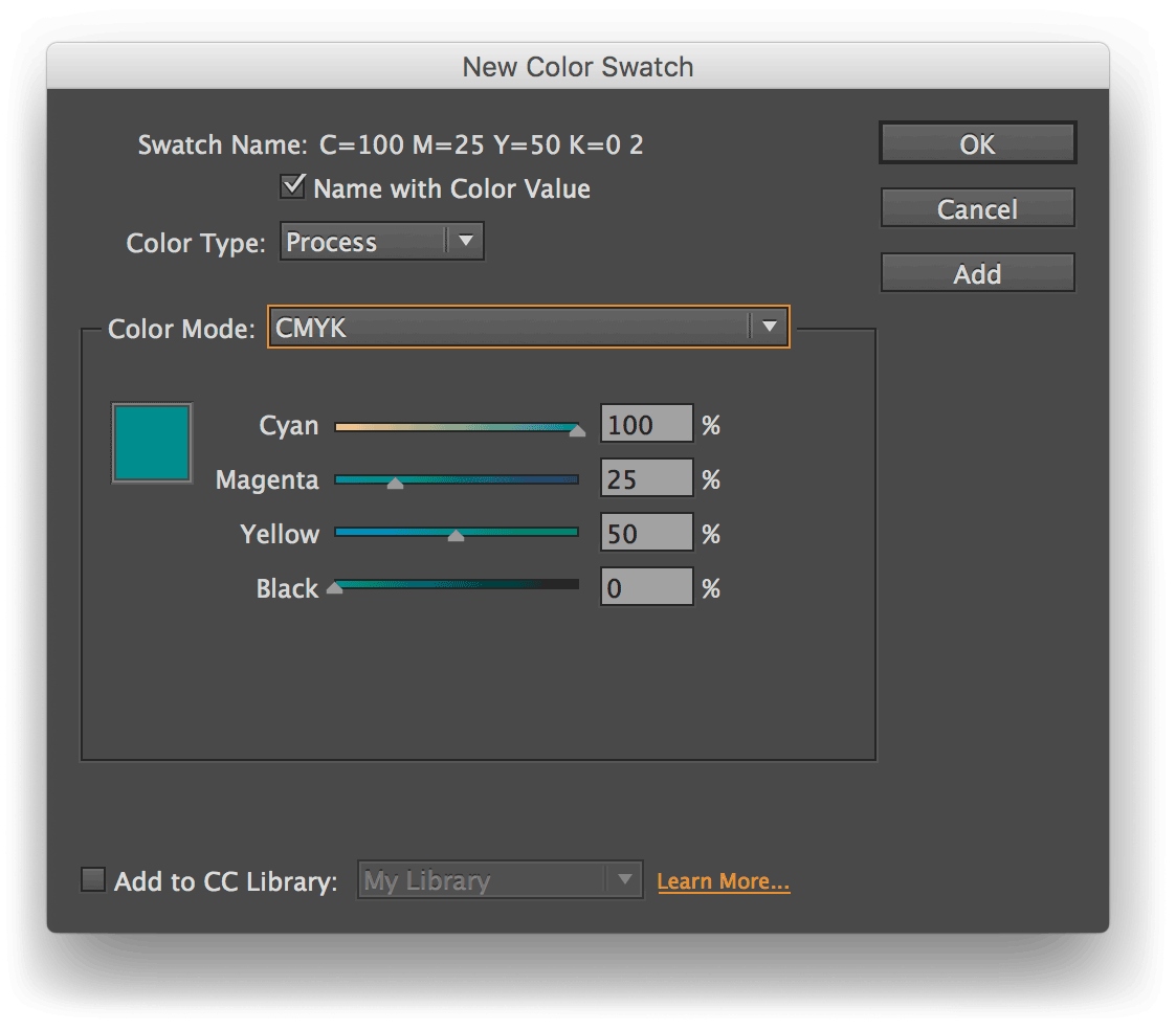 new color swatch in InDesign