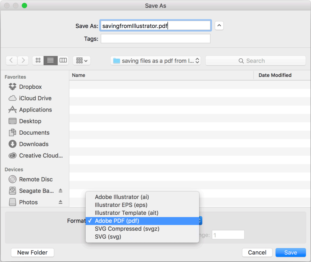 saving a PDF from Illustrator