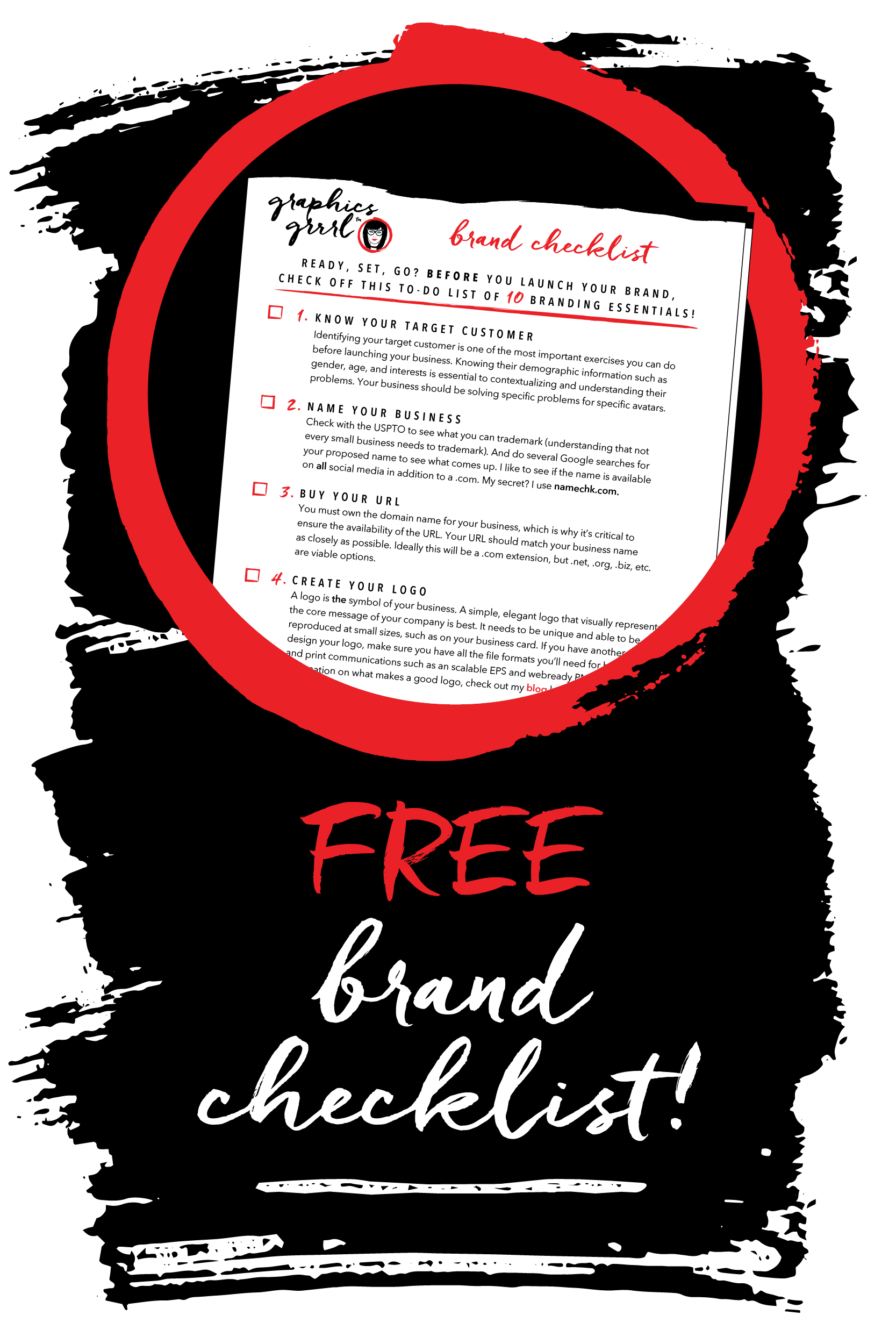 trim, bleed & safety! Click through to get your FREE 10-point brand checklist with everything you need to before launching your brand!~graphics grrrl